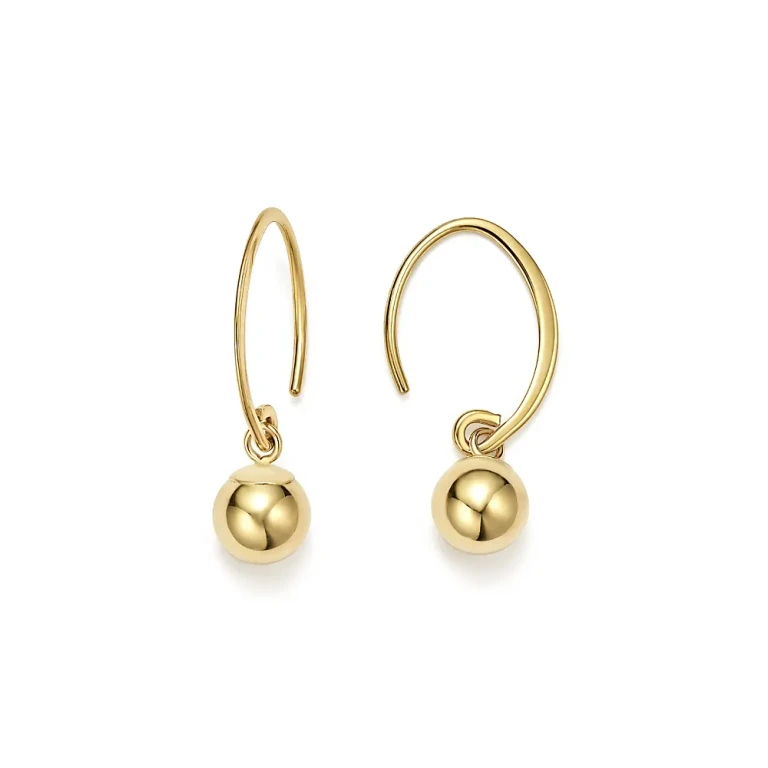 14K Yellow Gold Ball Drop Earrings