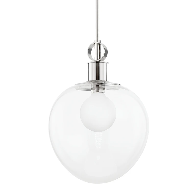 Polished Nickel One Light Pendant from the Anna Collection