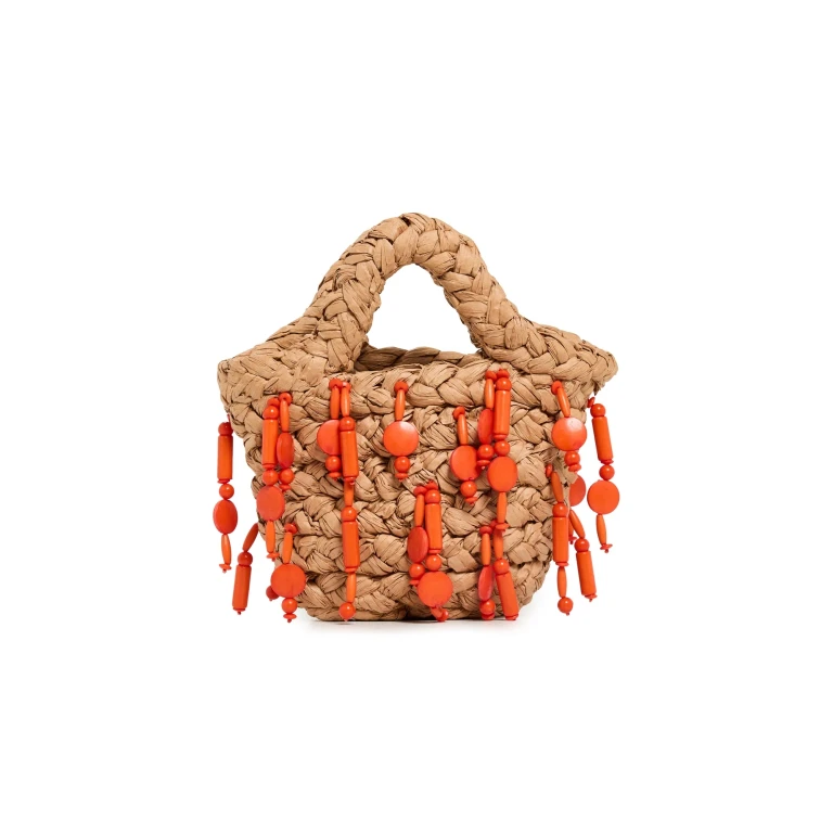 SIMONMILLER Mini Beaded Mercado Tote Natural/Orange One Size