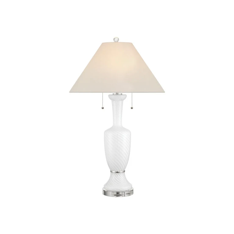 White Clear Polished Nickel Table Lamp from the Classico Collection