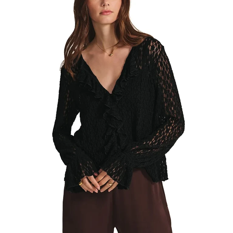 Velvet by Graham & Spencer Natalie Ruffled Lace Blouse