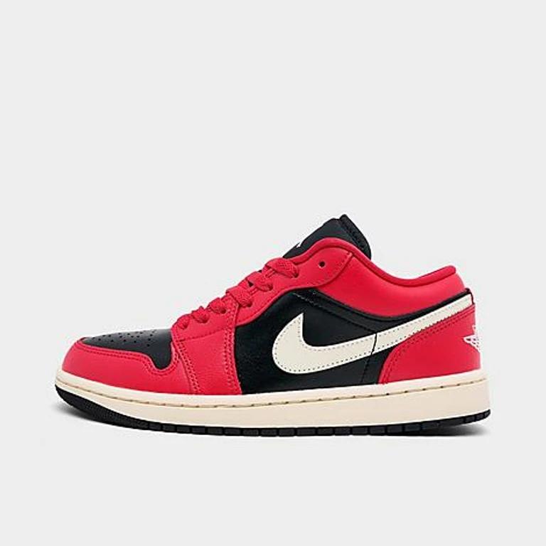 Jordan Women's Air Retro 1 Low Casual Shoes in Mystic Hibiscus/Black/Coconut Milk Size: 5.0