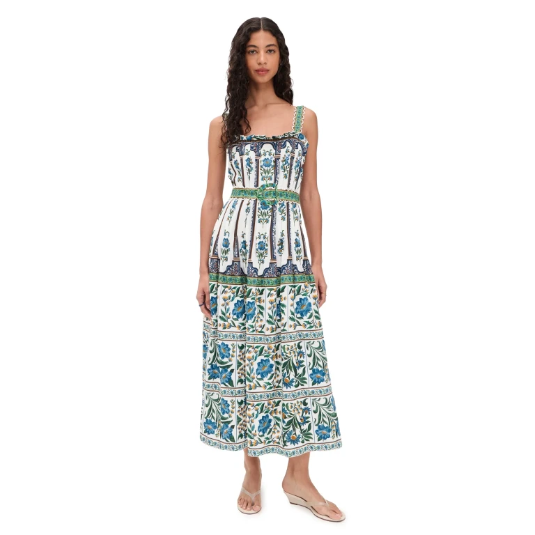 FARM Rio Manoela Off White Sleeveless Belt Maxi Dress Manoela Off-White M