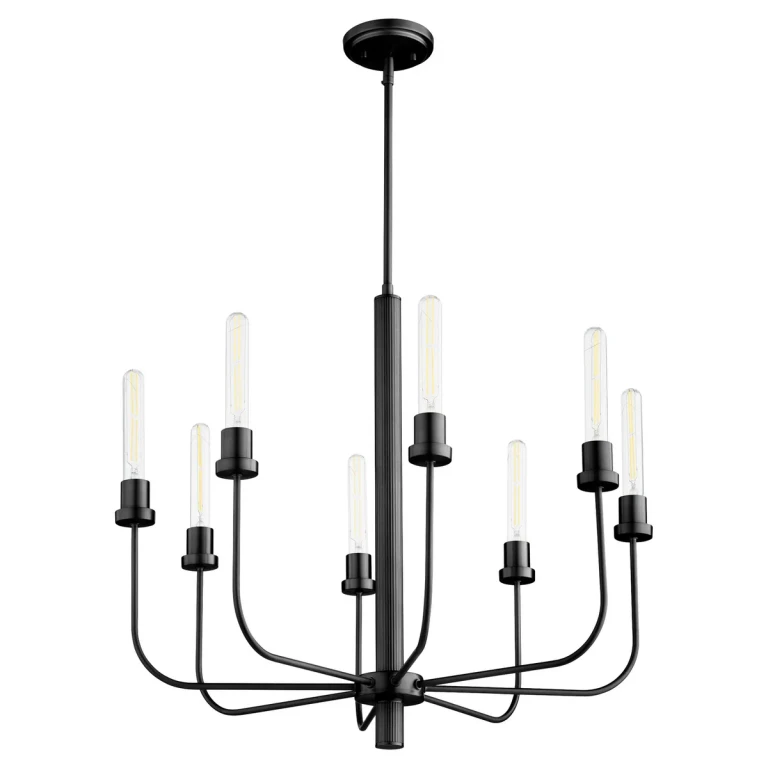 Matte Black Eight Light Chandelier from the Sheridan Collection