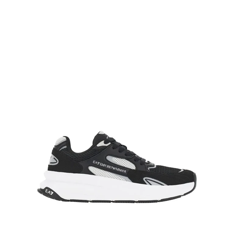 EA7 Faux leather and mesh sneakers Man 7