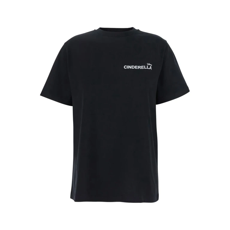 Coperni cinderella Black T-shirt With Logo Printed On The Front And Print On The Back In Cotton Woman
