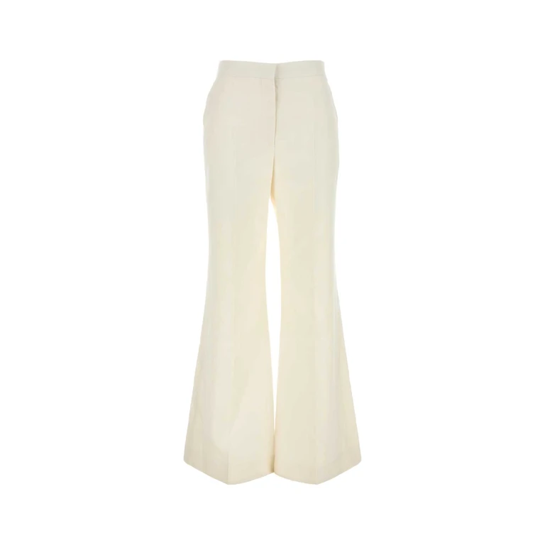 White Linen Wide-Leg Pant Offwhite Exterior: Pantaloni - Women