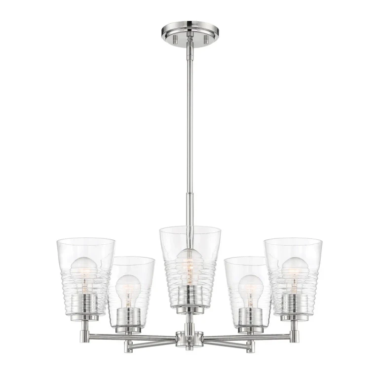 Polished Nickel Five Light Chandelier from the Ingo Collection