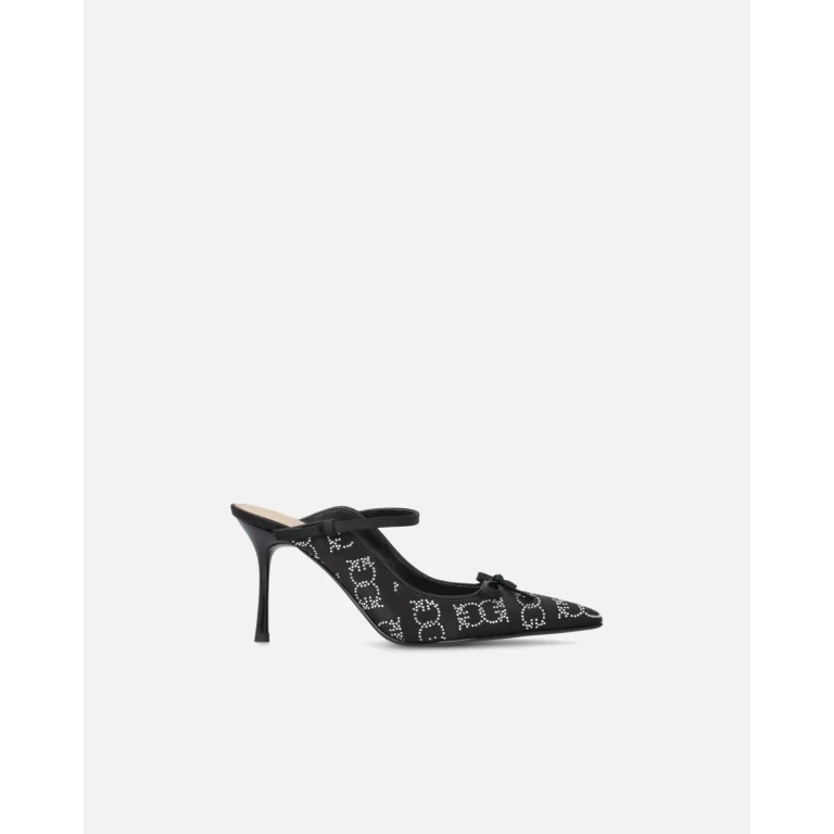 Pinko - Mules à talon en satin et strass - 40