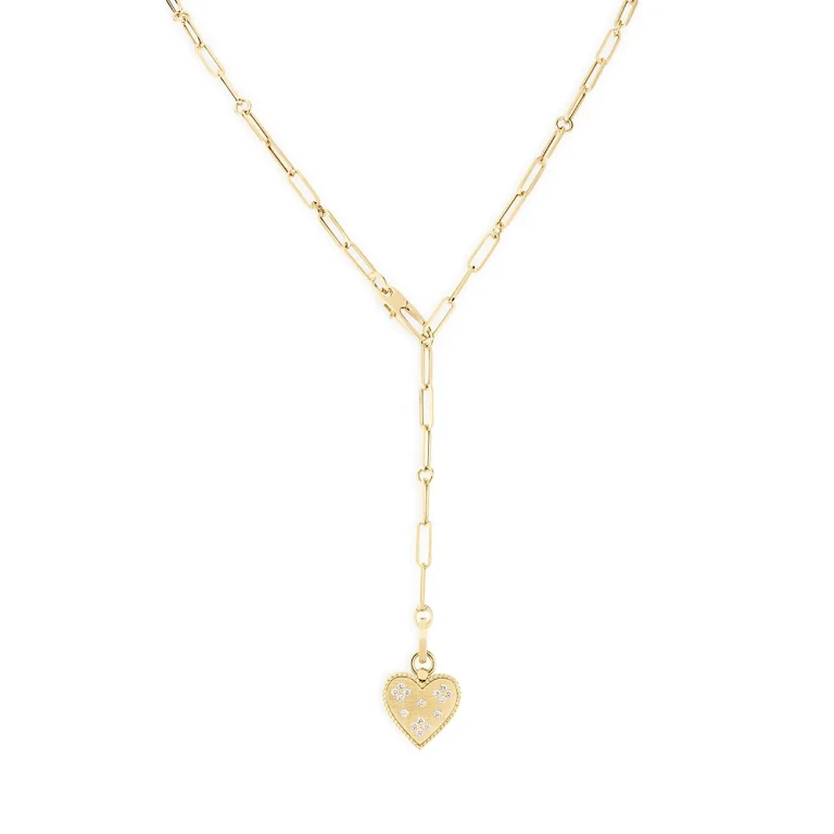 Roberto Coin 18K Yellow Gold Venetian Princess Diamond Heart Lariat Necklace, 19