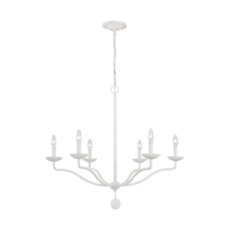 Plaster White Six Light Chandelier from the Annie Collection