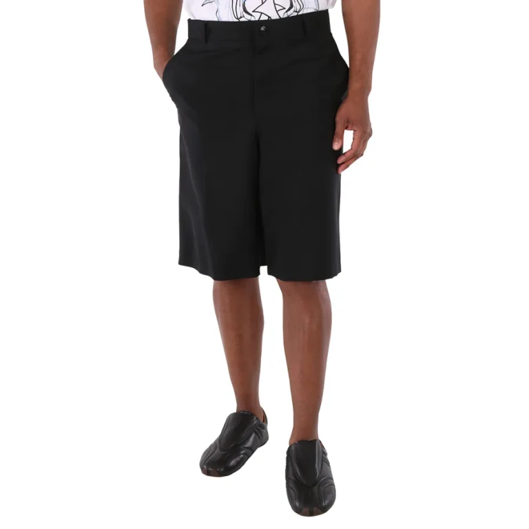 Burberry Mens Black Cut-Out Detail Tailored Shorts