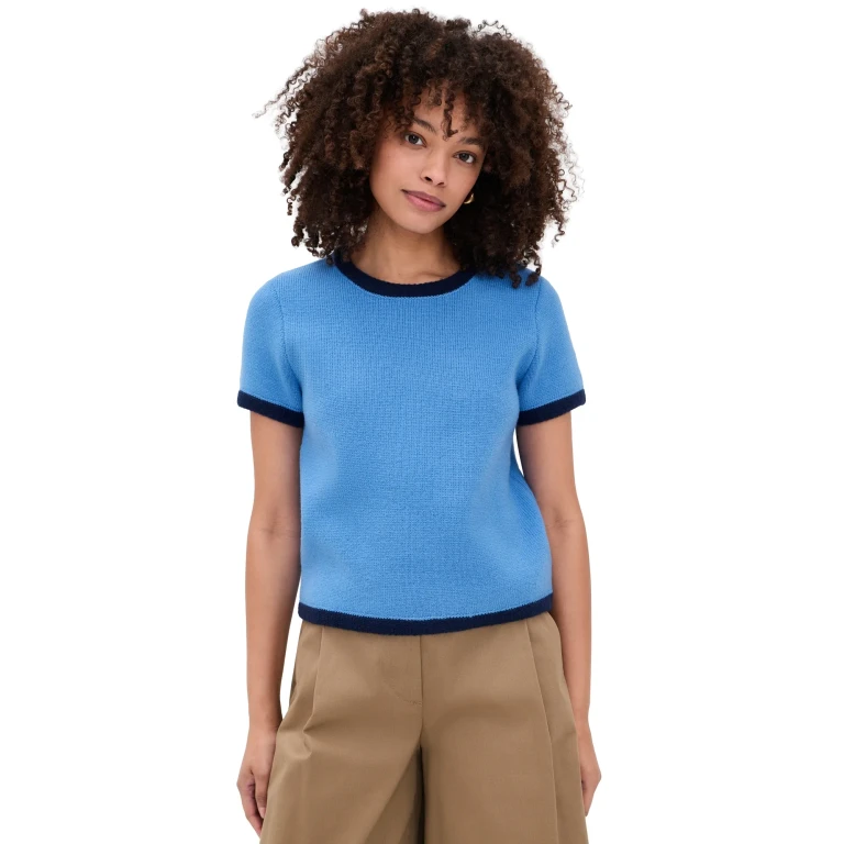 English Factory Color Block Sweater Top Blue Multi XS