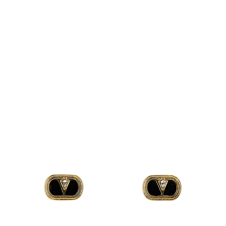 Valentino Garavani Two-tone Enamel And Metal Vlogo Earrings