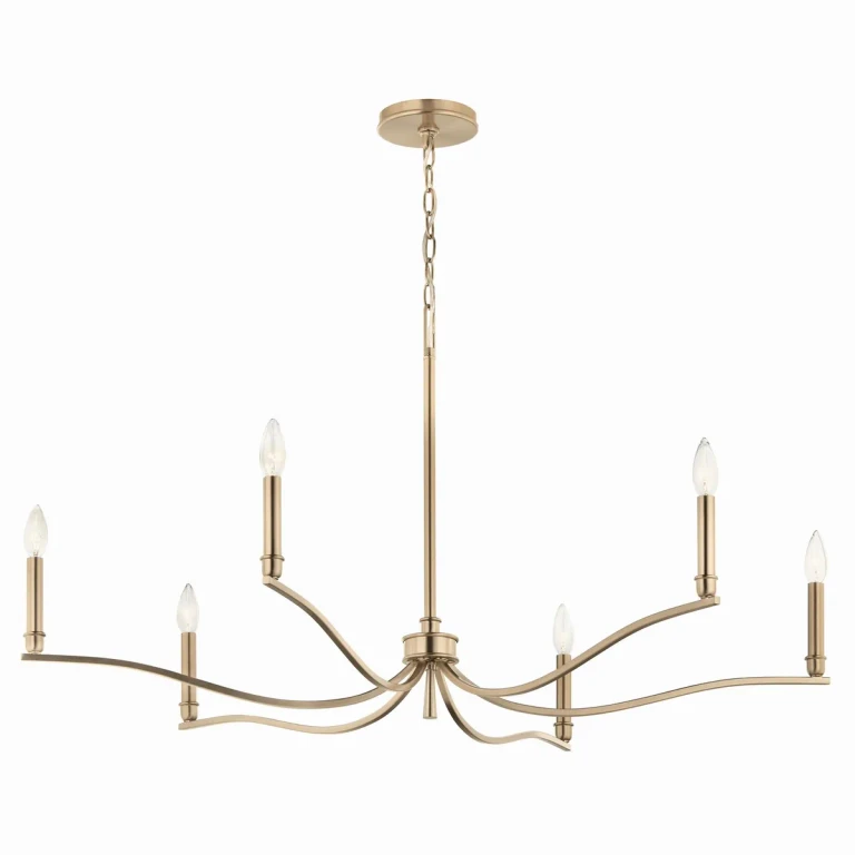 Champagne Bronze Six Light Chandelier from the Malene Collection