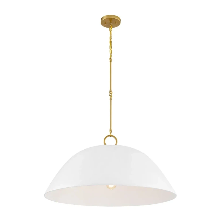 Alta 1-Light Pendant in White Bisque and Brass
