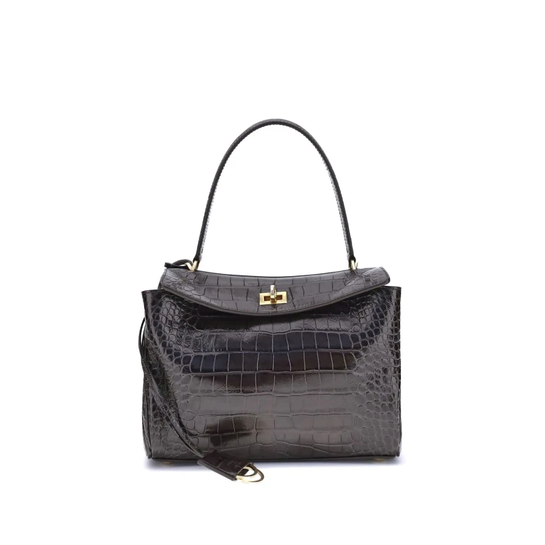 Balenciaga Rodeo Shoulder Bag In Crocodile-print Leather