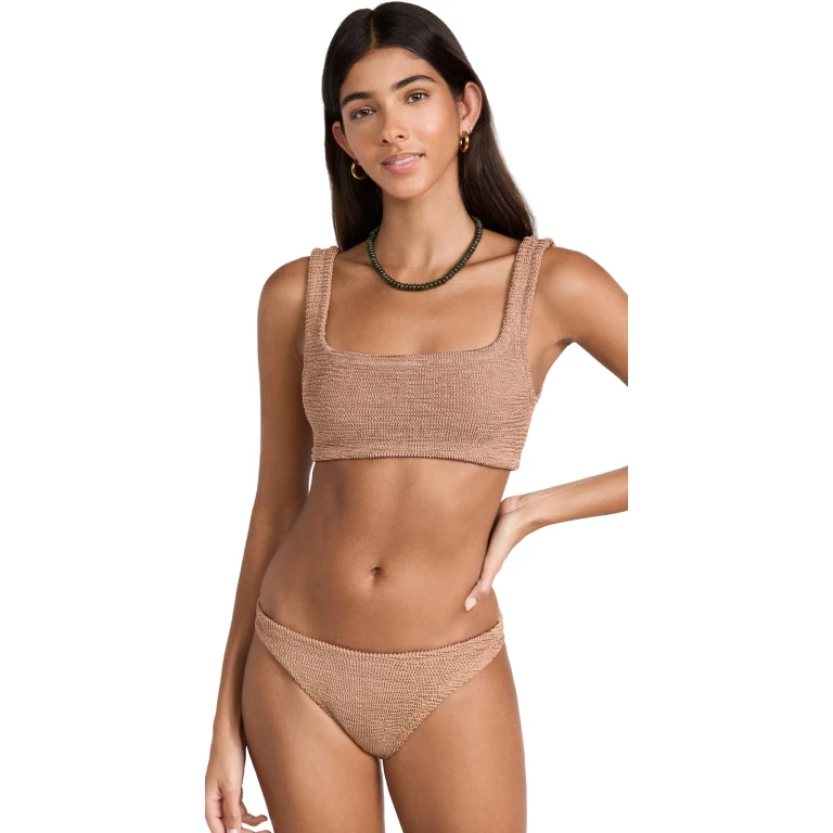 Hunza G Xandra 比基尼套装 金属可可色
