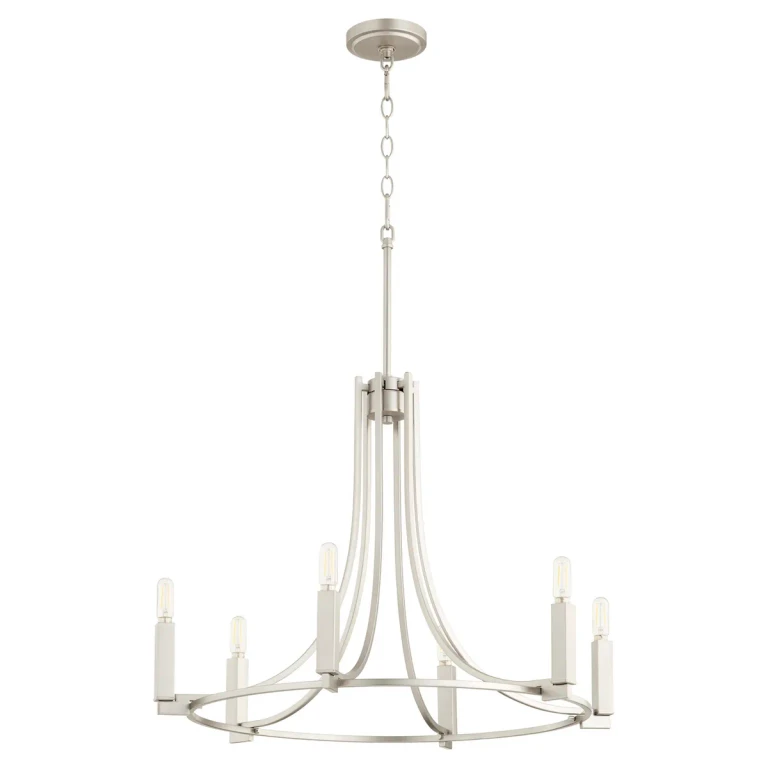 Satin Nickel Six Light Chandelier from the Olympus Collection