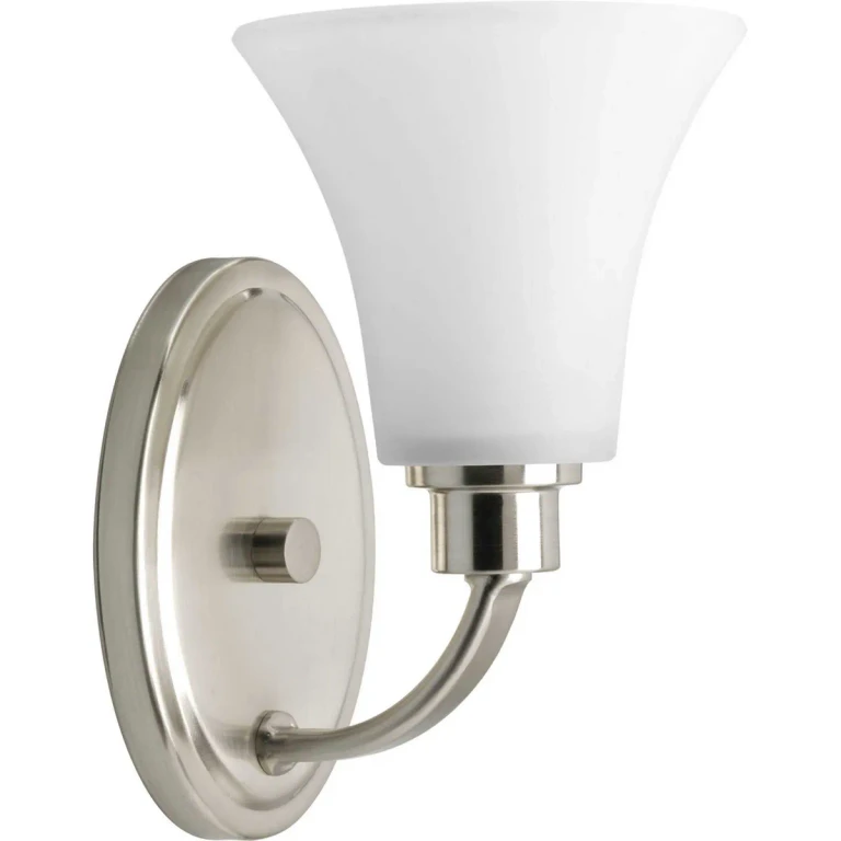 Brushed Nickel One Light Bath Bracket from the Joy Collection