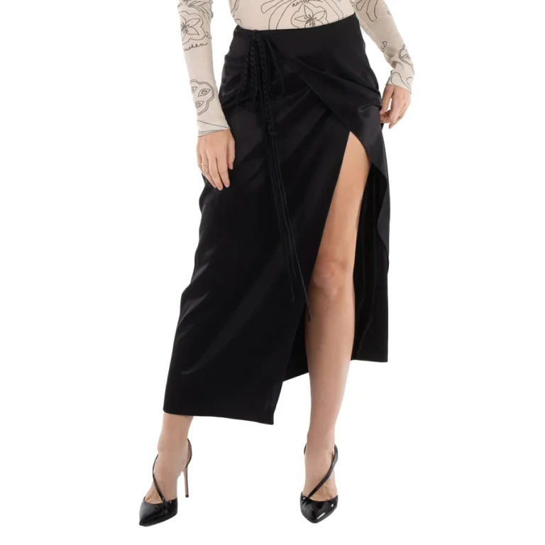 Nanushka Black Racha Satin Wrap Skirt