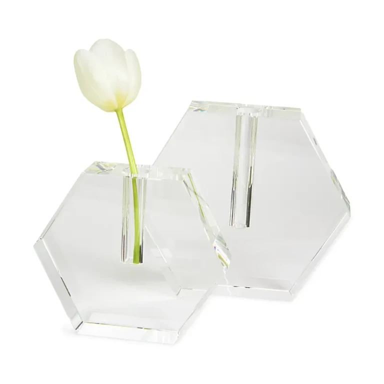 Tizo Crystal Clear Hexagon Flat Vase, Small