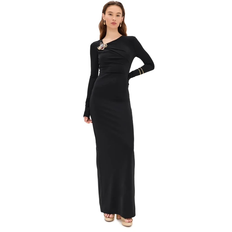 Rebecca Vallance Nala Long Sleeve Maxi Dress Black 6