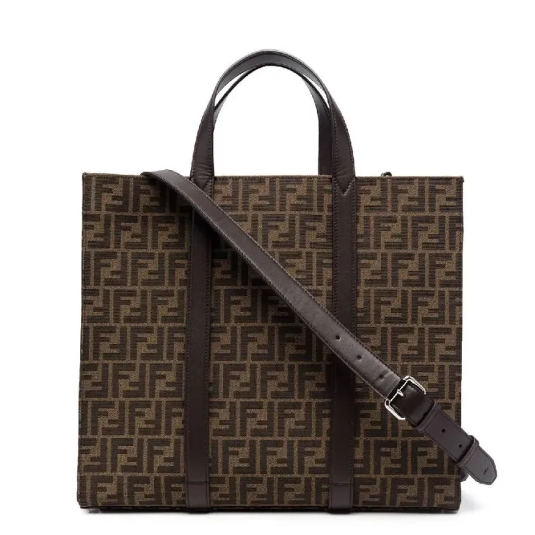 Jacquard Fabric Handbag with FF Monogram and Leather Shoulder Strap (7VA390AG0MF19KW)