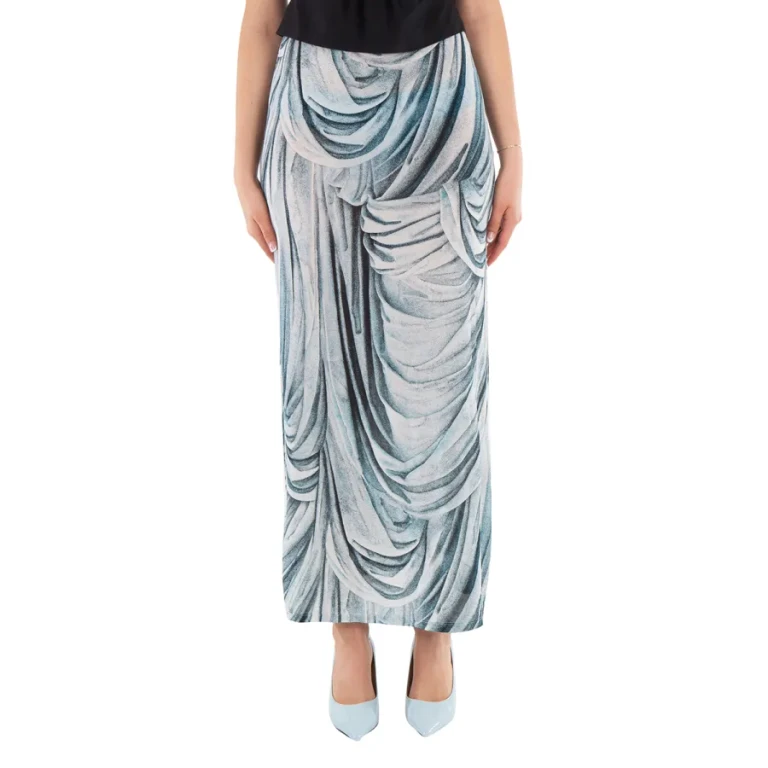 Rabanne Ladies Blue Long Jersey Skirt