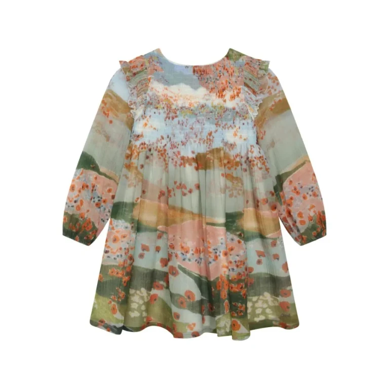 Chloe Girls Jardin Graphic-Print Ruffle-Detailing Dress