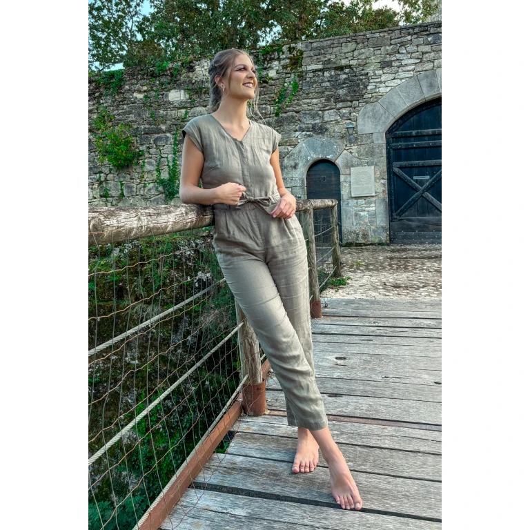 Evening Chai Jumpsuit in Dark Green