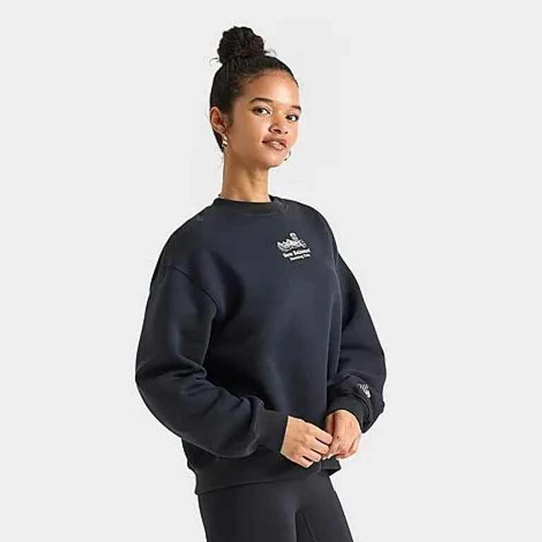 New Balance Women's Running Club Crewneck Sweatshirt in Black Size: XS