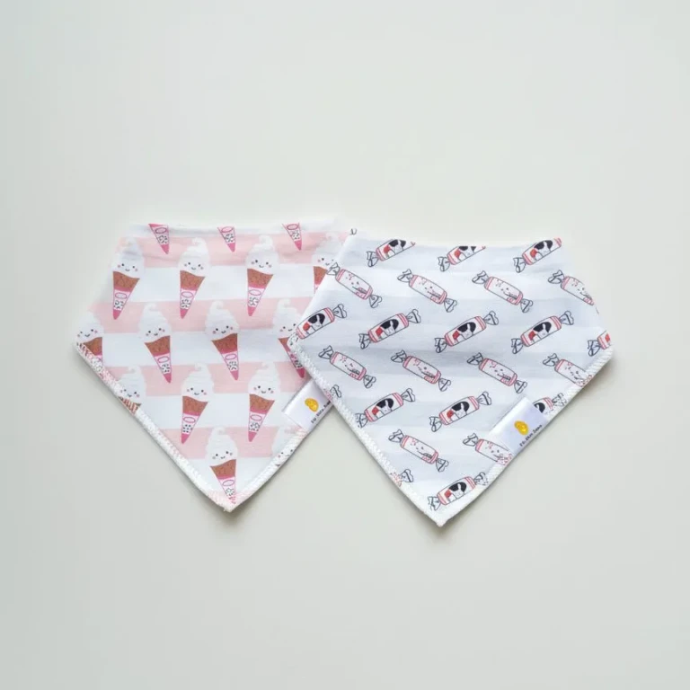 Organic Cotton Bandana Bibs 2pcs Set - Bunny Candy + Ice Cream