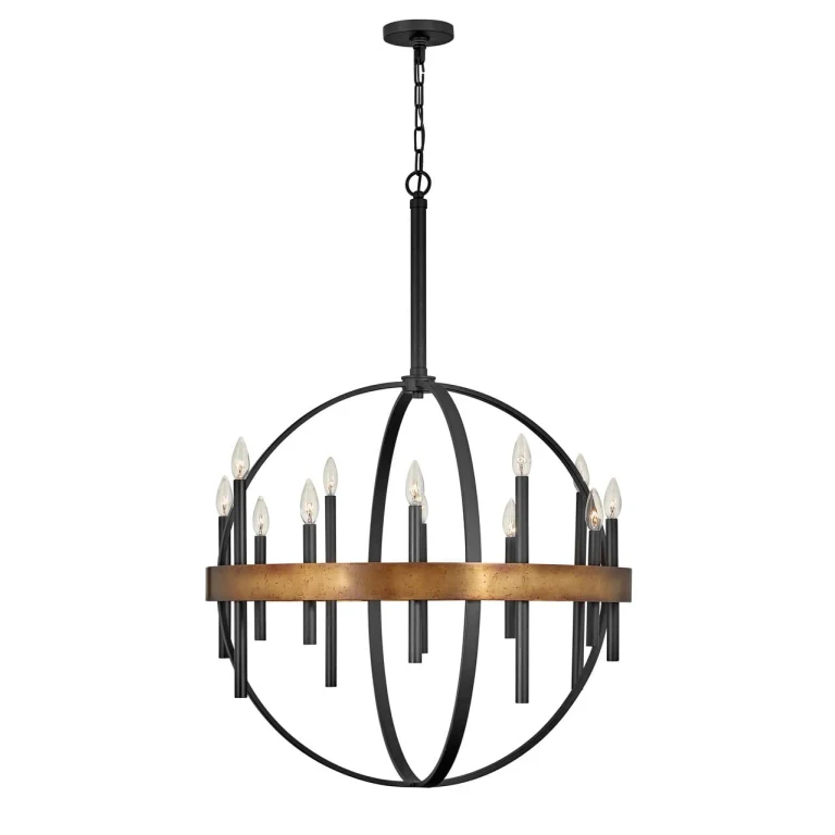 Weathered Brass LED Chandelier from the Wells Collection
