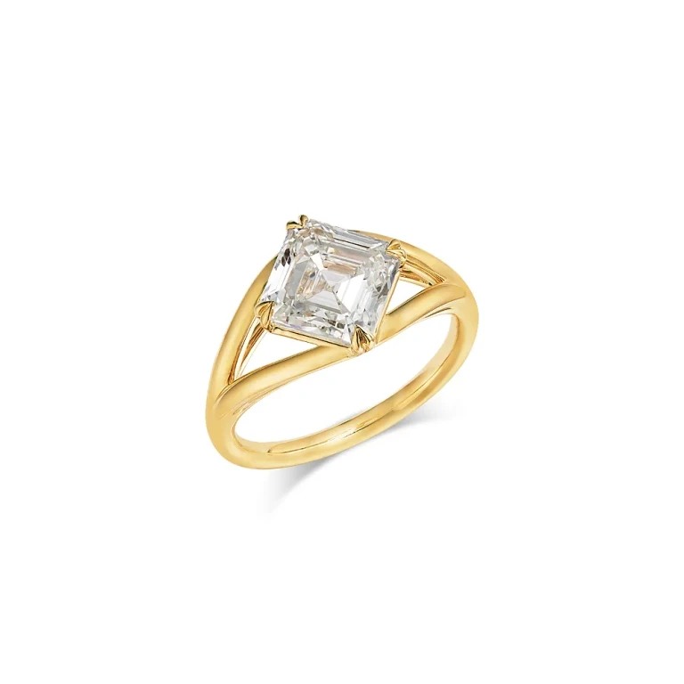Luxe Collection Certified Lab Grown Diamond Asscher Cut Engagement Ring in 14K Yellow Gold, 3.0 tcw