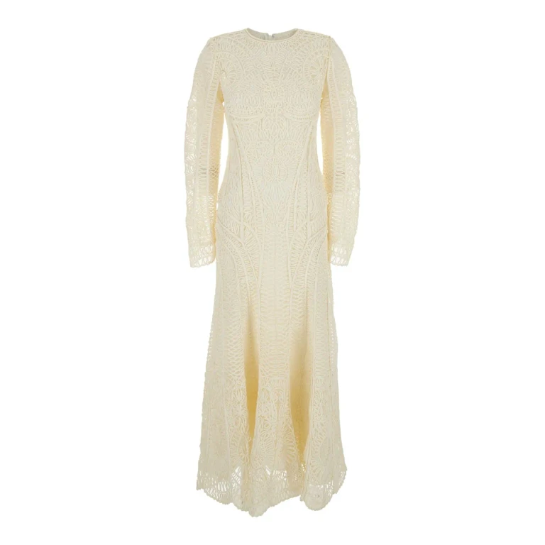 Simkhai Long Dress fiona With All-over Embroidery And Hidden Zip Closure At The Back In White Tech Fabric For Women