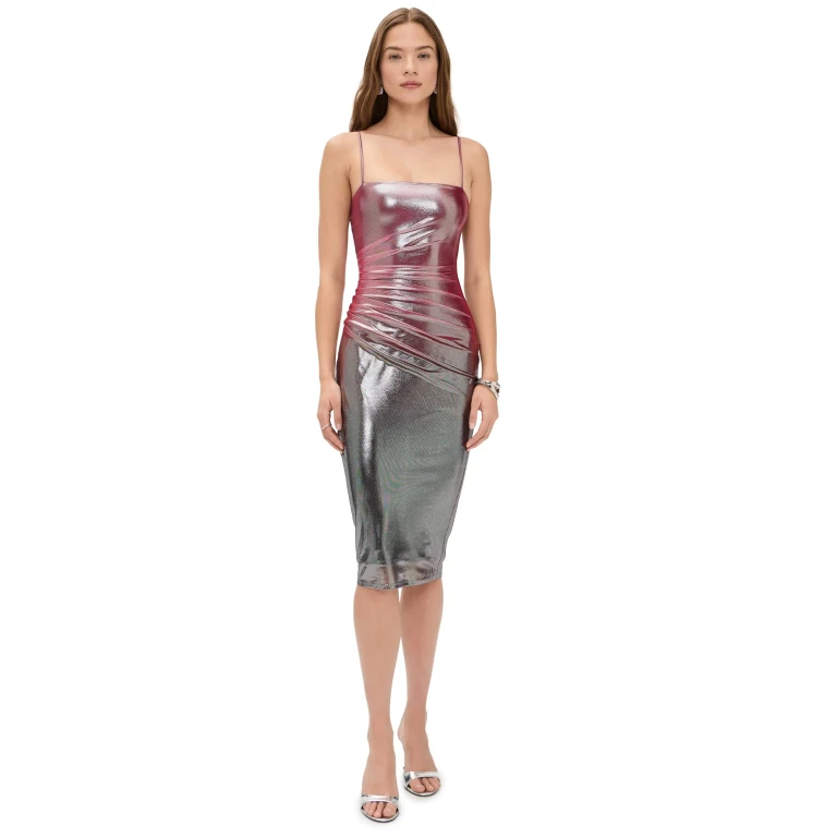 Fleur du Mal Ombre Shine Dress Pink Metallic Ombre XS