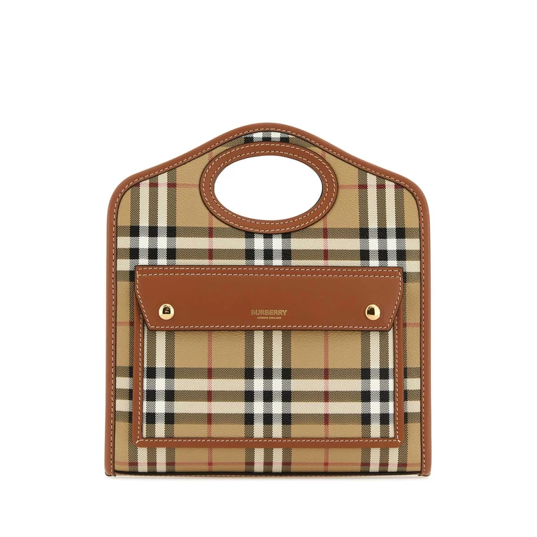 Burberry Printed Canvas And Leather Mini Pocket Handbag Briarbrown Borse A Mano - Women