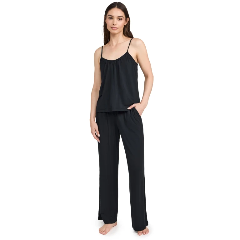 Eberjey Gisele Tencel Modal Cami & Pant Pajama Set Black L