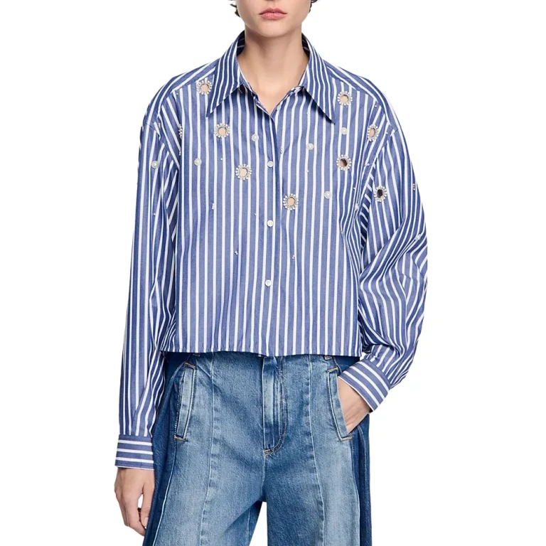 Sandro Beaded Striped Shirt