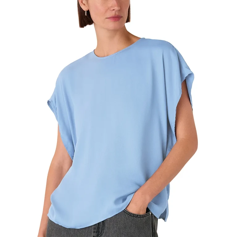 Whistles Short Sleeve Crepe Shell Top