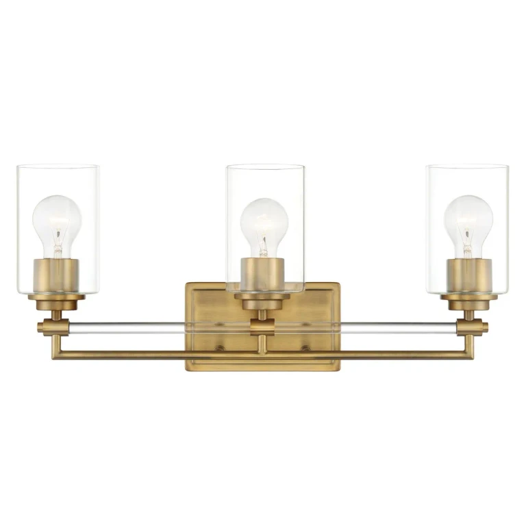 Antique Noble Brass Three Light Bath Vanity from the Binsly Collection
