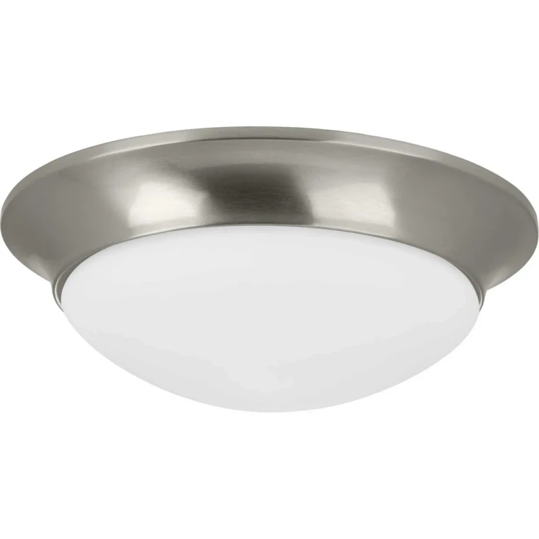 Brushed Nickel Two Light Flush Mount from the Etched Opal Dome Collection