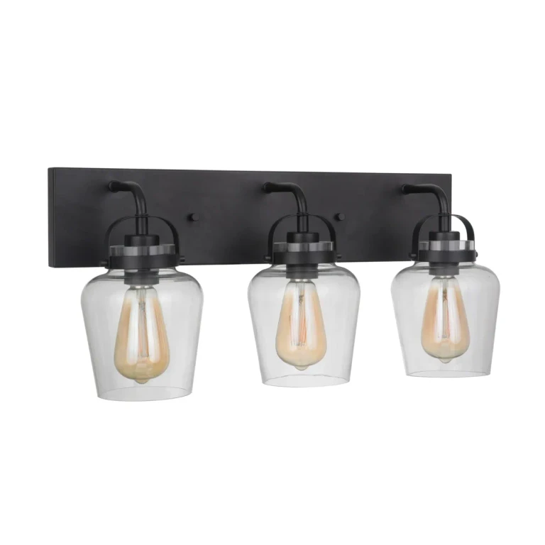 Flat Black Three Light Vanity from the Trystan Collection
