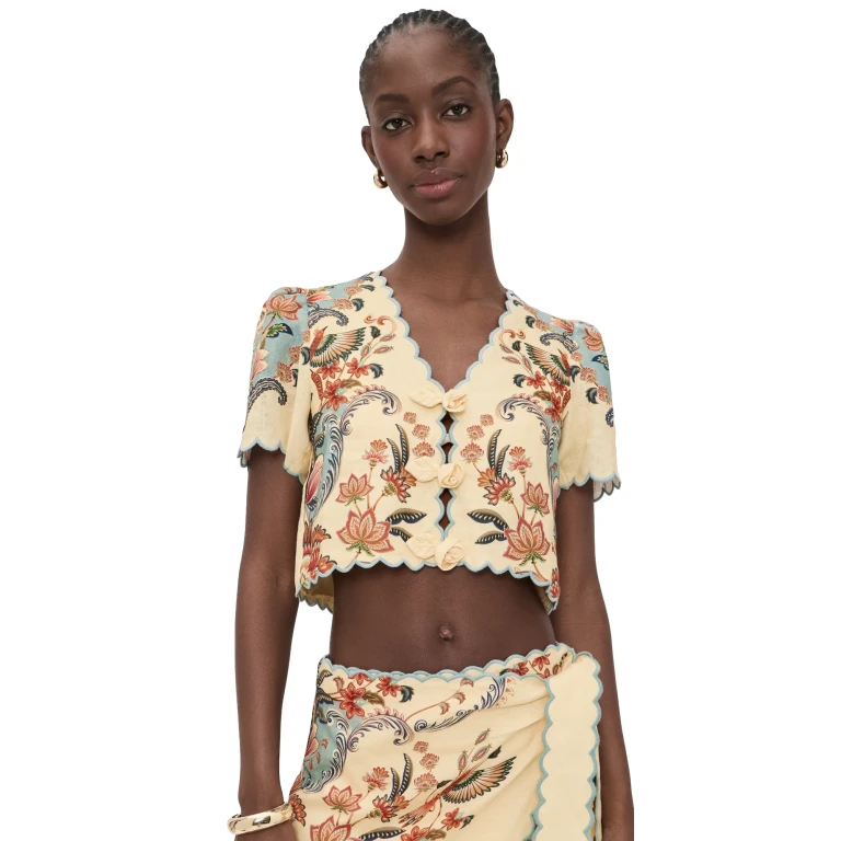 FARM Rio Beauty Butter Short Sleeve Top Boho Beauty Butter L