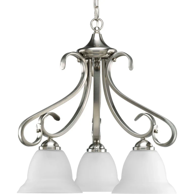 Brushed Nickel Three Light Chandelier from the Torino Collection