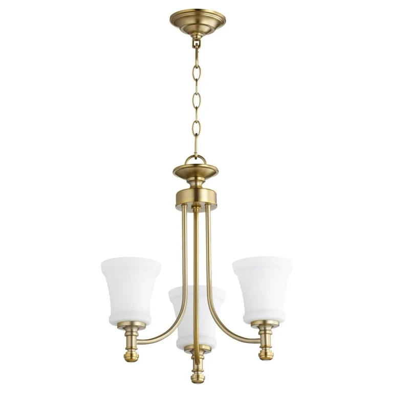 Quorum Rossington 3-Light 19" Transitional Chandelier in Aged Brass