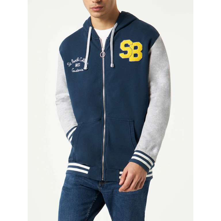 MC2 Saint Barth Man Cotton Sweatshirt With Patch And Embroidery