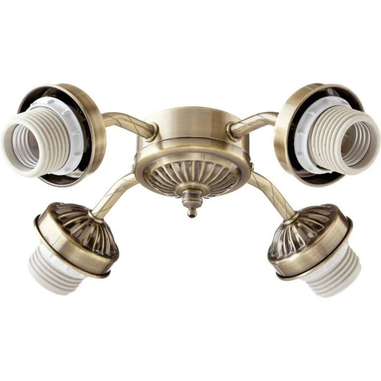 Quorum 4-Light 10" Ceiling Fan Light Kit in Antique Brass