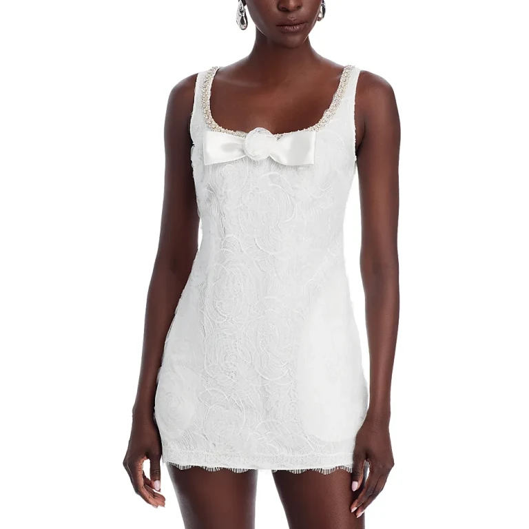 Self-Portrait White Tulle Lace Mini Dress